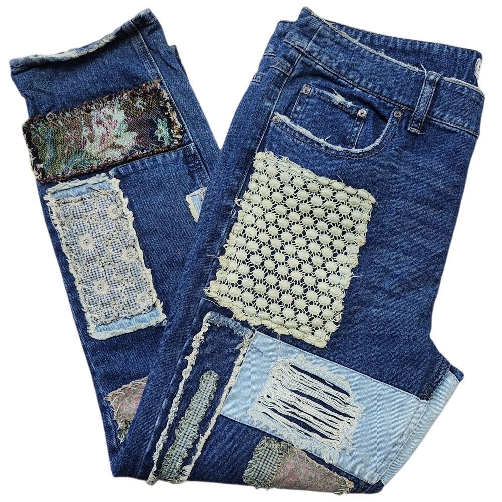 Free People Patchwork Blue Jeans. Sz. 30